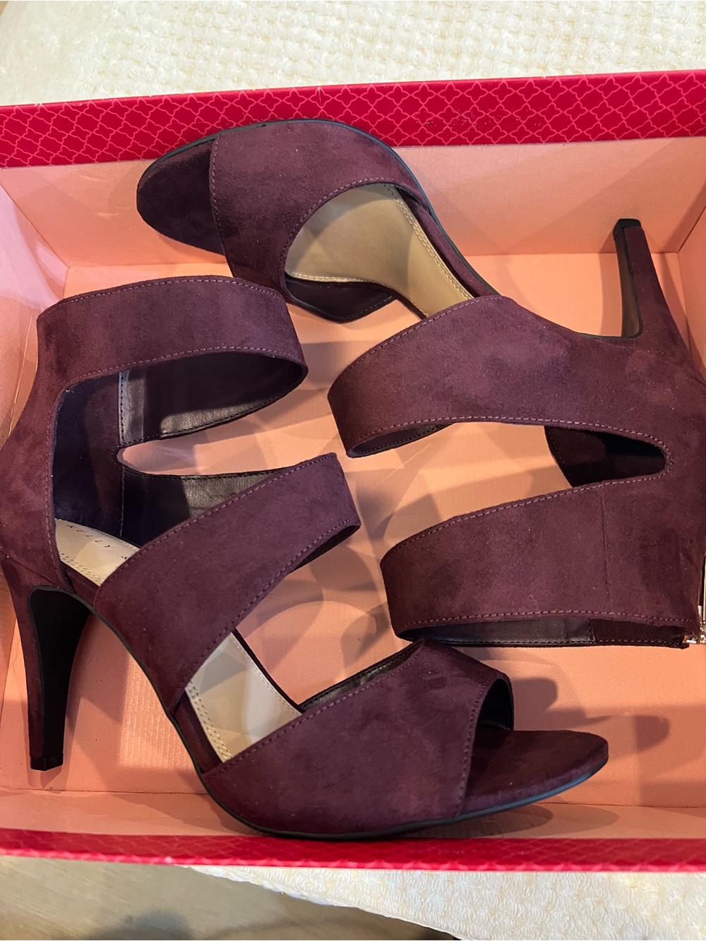 Kelly and Katie Women's Plum Suede Strappy High Heel Sandals